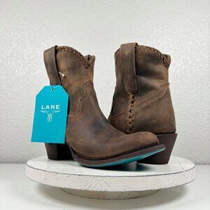 Lane PLAIN JANE Brown Short Cowboy Boots Womens 7 Ankle Cowgirl Western Bootie